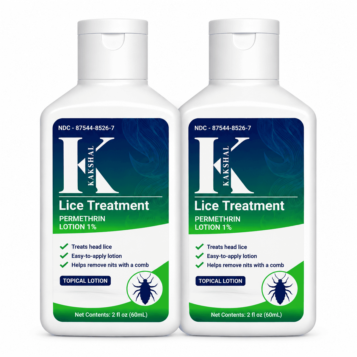 Permethrin Lotion 1% Lice Treatment - 60ml Pack of 2.